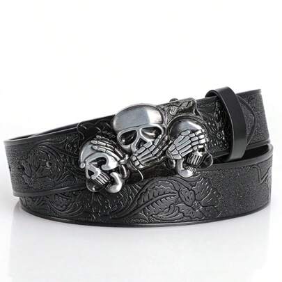 1件Y2K骷髅恶魔印花街头腰带，哥特风格暗黑骷髅时尚配饰，适合日常休闲、节日派对等场合，可调节，秋季、万圣节秋冬季配饰，适合青少年、青年、男士，休闲、户外、运动、度假、毕业礼物、生日、日常穿着