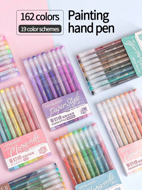 Languo 162 Handheld Drawing Pen,0.6mm, High Appearance Note Pen, Stackable Color Drawing Graffiti Handheld Writing Marker Pen, Strong Coverage, Uniform Ink Output, Suitable For Daily Gift Giving