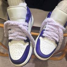 1 Pair Of Fluffy Cute INS Style Wide Lace Casual Shoe Accessory Rope For Women Shoes, Men Sneakers, Winter Shoes