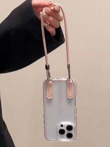 Ốp điện thoại Apple cao cấp 3 trong 1 kèm dây đeo và vòng kim loại, được làm từ chất liệu dày dặn bền chắc, khung màu trơn bắt mắt, sáng tạo và thời trang. - Hồng - Xem 5