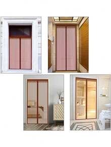 DeTODO Magnetic Screen Door, Anti-Mosquito Door Curtain, Magnetic Screen Door, With Super Fine Mesh To Let Fresh Air In, Closes Automatically, Easy To Install - Coffee Brown - View 3