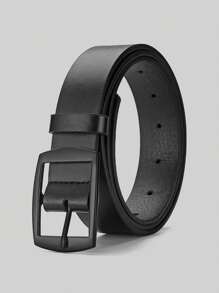 1pc New Fashion Casual Luxury Men's Belt, High-Quality PU Leather, Metal Buckle, Designer Style, Fits S Size Clothing, Unisex, Ideal Gift For Family And Friends, Casual, Business, Boyfriend, Husband, Father, Men's Gift, Daily Wear - Black - View 1