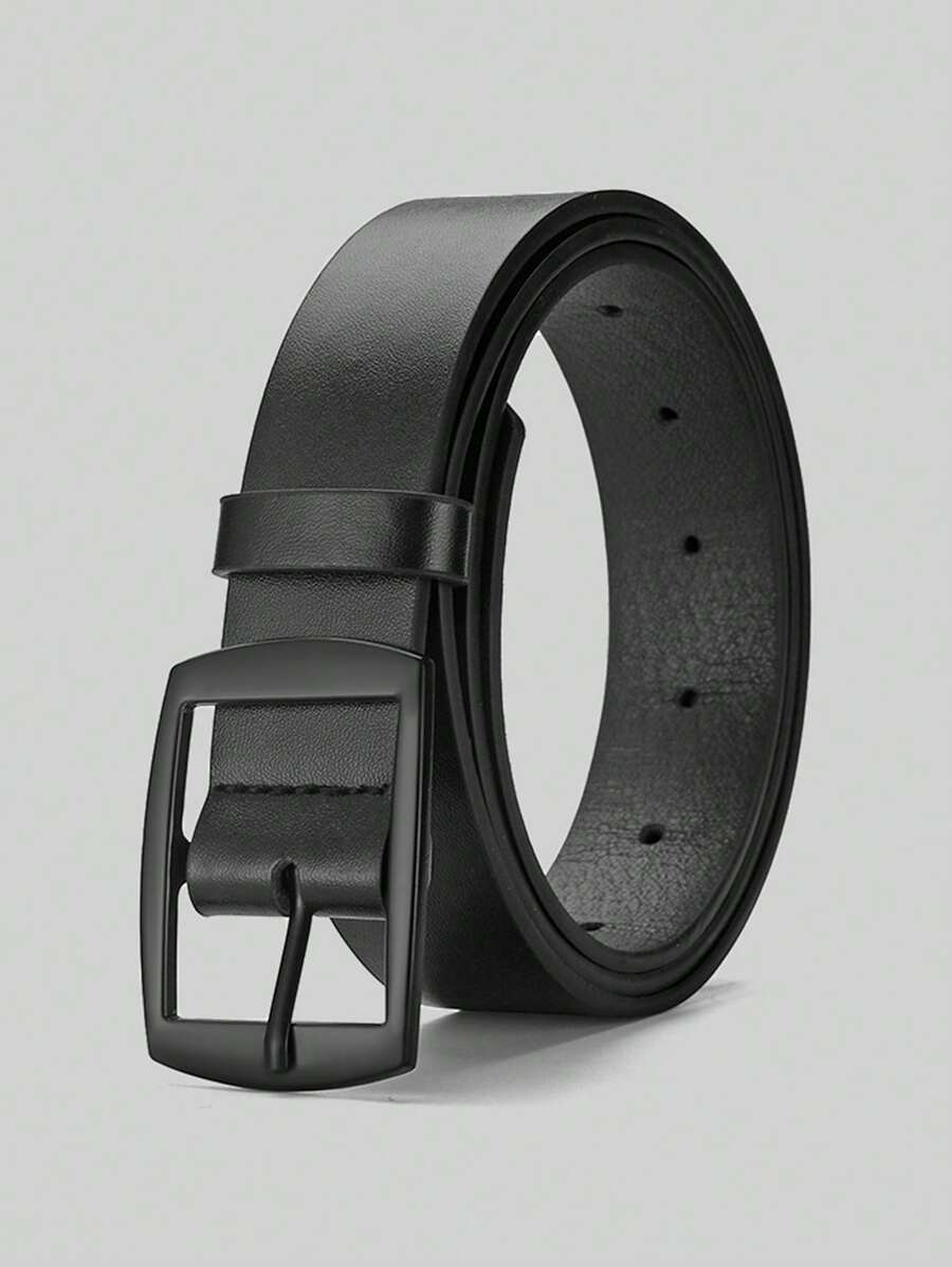 1pc New Fashion Casual Luxury Men's Belt, High-Quality PU Leather, Metal Buckle, Designer Style, Fits S Size Clothing, Unisex, Ideal Gift For Family And Friends, Casual, Business, Boyfriend, Husband, Father, Men's Gift, Daily Wear - Black - View 1