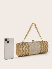 这款长款亮片装饰手提包，闪耀迷人，优雅精致，饰以水钻，是一款引人注目的托特包，适合派对女孩和女士，是参加派对、婚礼、舞会和盛大晚宴的完美之选，也是送给女性的绝佳礼物。 - 金色 - 查看 6