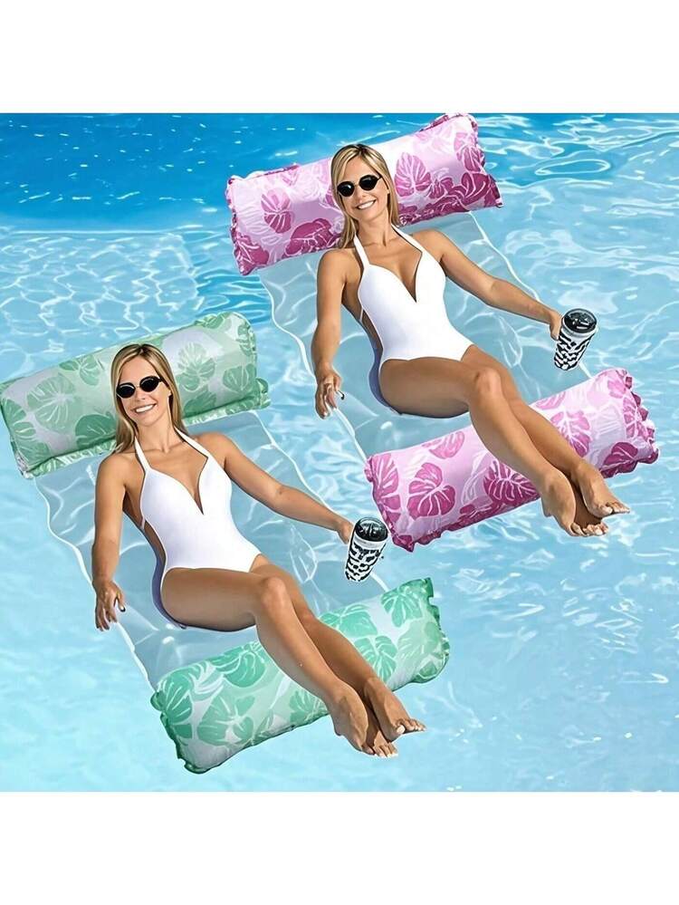 Birshe Flotante para Piscina,Colchoneta Piscina Flotadores para Piscina Cama de Agua de Malla Colchonetas Inflables Piscina Colchoneta Hinchable con Reposacabezas PortáTil Colchonetas Piscina Grandes