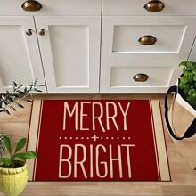 1pc Home Decor, Snowman & Christmas Tree Pattern Print, Christmas, Christmas Gift, Christmas Decoration, Diatomite Kitchen Carpet, Kitchen Mat, Rug, Rectangle Carpet, Suitable For Living Room, Bedroom, Hallway, Bathroom, Laundry Room - Polyester Carpet, Suitable For Indoor And Outdoor Home Decor