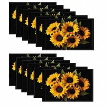 1/4/6/8/12 Piezas Manteles de mesa impresos de lino lavables, almohadillas protectoras de superficie, manteles de mesa de comedor para interiores y exteriores, adecuados para fiestas festivas, decoración de cocina y mesa de comedor