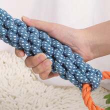 1pc Heavy-Duty Chewproof Dog Rope Toy - Bite-Resistant Dental Cleaning Rope With Double Handle Knot, Tough Chew Toy For Aggressive Chewers, Interactive Tug-Of-War Game, Compatible With All Dog Breeds (Orange/Blue) - Ideal Puppy Teething Toy, Rope Dog Toy Recommended For Small And Medium Dogs
