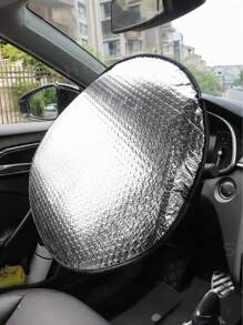 1 pieza Parasol de volante de aluminio reforzado, parasol de volante de coche, cubierta de parasol de volante de coche, productos para el interior del coche, adecuado para camiones, SUV y coches, mantiene una temperatura adecuada para su automóvil