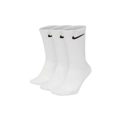  3pcs/Pack Nike Logo High Top Sports Socks, Unisex Training & Fitness Mid-Calf Socks, White