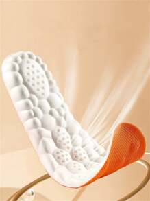 4D乳胶运动鞋垫，橙色，柔软高弹，跑步鞋鞋底足弓支撑垫，男女通用，1双装，适用于运动鞋、雪地靴、休闲鞋、白色男女鞋 - 橘色 - 查看 3