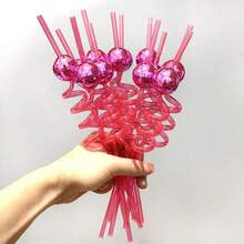 6/12 件可重复使用的塑料迪斯科球吸管、70 年代迪斯科派对装饰镜面扭扭棒、牛仔帽吸管，适用于单身派对、节日、婚礼、生日派对装饰、返校用品 - 迪斯可球吸管 - 查看 13