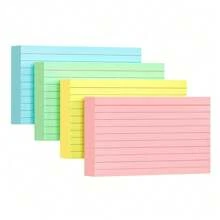 200 Stücke bunt liniertes Notizpapier, 4 Blöcke mit linierten Haftnotizen Pads 3x5 Zoll, klebende Memo Haftnotizen Notizblock, bunte Seiten, abreißbare Bindung, Bürobedarf Tagebuch Schreibwaren Notizbuch für Schule und Büro (Nicht selbstklebend)