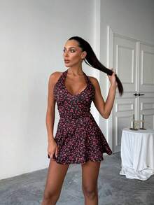 Women's Solid Color Elegant Backless Split Ruffle Hem Dress, Formal Wedding Party Evening Gown - Multicolor - View 3