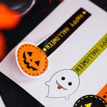 4PCS,Pumpkin Head Long Strip Pudding Stickers, Baking Stickers, Cosmetic Bottle Stickers, Self-Adhesive Labels, Decorative Sealing Stickers (5 Pieces Per Sheet)