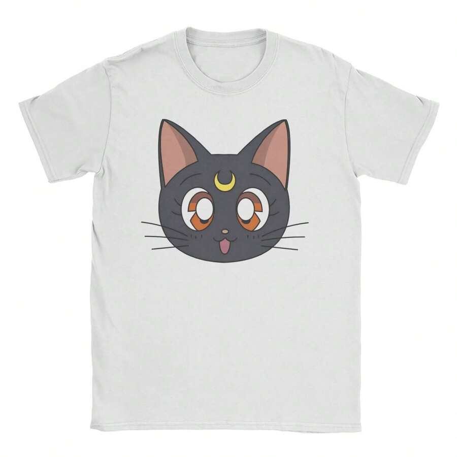 Sailors Moons Luna Girls Anime Tee Shirt For Men Women New Arrival T Shirts 100% Cotton Clothing2 - trắng - Xem 1