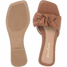 Sandália rasteirinha feminina chinelo flat slide com laço Estilosa Varias Cores