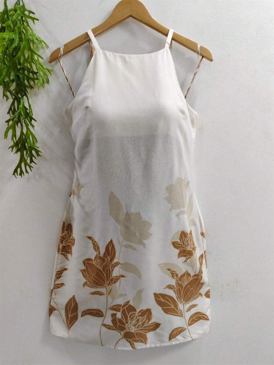 Plain  Dress With Fake - Beige 1 - View 1