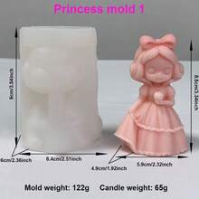 3D立体公主香薰蜡烛模具DIY可爱公主石膏娃娃香薰蜡烛摆件制作工具公主家居装饰手工艺礼物 - 白色 - 查看 10
