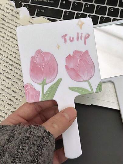 1 件简约手柄镜，长 16 厘米 x 宽 9 厘米，高品质便捷化妆镜，适合女孩、化妆、便宜、房间装饰、梳妆台、旅行、卧室、化妆配件、镜子、梳妆镜、迷你镜、小镜子、小镜子、手镜