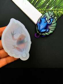 1 pieza Molde de silicona con forma de hoja y rana trepadora, molde DIY para jabón, molde decorativo para pulseras