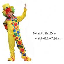 一套适合男孩和女孩的小丑套装，儿童小丑服装，儿童连体衣角色扮演服装（注意：不包括道具假发/塑料眼镜/红鼻子/鞋子） - 彩色 - 查看 11