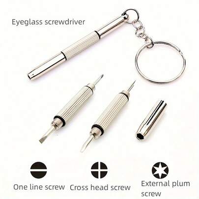 3Pcs Three In One Multifunctional Glasses Screwdriver - The Ultimate Portable Repair Tool For Your Glasses! Small Plum Blossom Cross Screwdriver, Used With Eyes/Watches/Repair Tools
