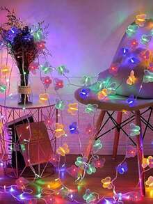 1pc 10/20 LED 1.5m/3m Plastic Transparent Butterfly Decoration Lights String, Indoor Decor Lights For Bedroom, Desk, Outdoor Wedding, Holiday, Party, Mother's Day, Battery Powered - Clear - View 9