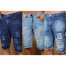 Kit 2 Men's Bermuda Shorts Destroyed Washes - Màu xanh lam - Xem 7