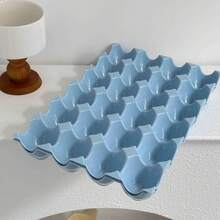 Conjunto de 2 piezas, 24  cuadrículas /pieza, caja de almacenamiento de huevos, recipiente de almacenamiento de huevos para refrigerador, caja de preservación de alimentos de cocina, soporte de huevos creativo,  soporte de huevos apilable transparente para almacenamiento y organización de cocina, material de contacto, seguro y fácil de limpiar , Navidad - Azul - Ver 1