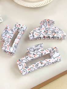 1 件万圣节发爪夹 - 鬼糖印花发夹 - 哥特朋克服装派对配饰，适合少女女士发饰秋季配饰