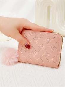 女士休闲心形图案时尚腕带零钱包 - 淺粉色 - 查看 3