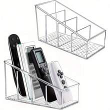 1pc Transparent Desktop TV Remote Control Holder, Plastic Remote Control Storage Box