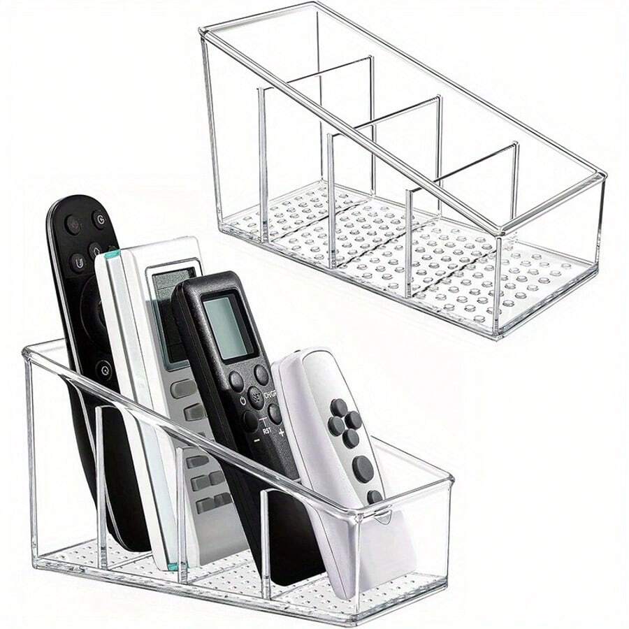 1pc Transparent Desktop TV Remote Control Holder, Plastic Remote Control Storage Box