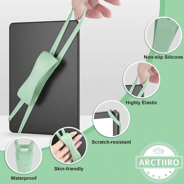 Comfortable Hand Strap For Kindle And Tablets, Kindle Accessories For Reading In Bed, Secure And Lightweight Grip Holder For 4.7-8" Paperwhite/Kobo/Oasis/E-Book/Phone (Black/Pink/Green)