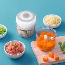 Mini Portable Electric Garlic Chopper Grinder  Stainless Steel - White - View 9