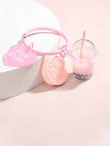 可爱钥匙扣冰淇淋珍珠奶茶饼干粉色钥匙扣，夏季旅行包配件，返校礼物，返校旅行用品 - 彩色 - 查看 12