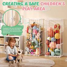 Metal Stuffed Animal Storage, Large Zoo Stuffed Animal Holder With Elastic Cord, Space-Saving Animal Zoo Storage - Sturdy Plush Toy Organizer For Nursery, Playroom & Bedroom - White,10468325 - 紅白色 - 查看 5