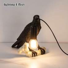 1件哥特式乌鸦台灯 - 复古树脂鸟形台灯，适合床头/办公室/客厅装饰 - 农舍艺术装饰/宿舍 - 含插头和灯泡 - 復古樹脂鳥燈 - 查看 8