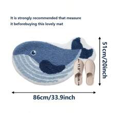 سجادة حمام من الصوف الاصطناعي القابلة للغسل بشكل حوت جميل مانعة للانزلاق، مناسبة للغرفة المعيشية والنوم وغرفة الغسيل والمدخل والحمام - ماصة للماء جيدة، مانعة للانزلاق، قابلة للغسل في الغسالة، سجادة صوف اصطناعي مستطيلة بنمط شبكة العنكبوت، مثالية لديكور الحمام أو غرفة النوم أو المطبخ