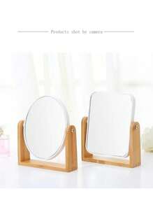 Espejo de maquillaje con base de bambú natural, aumento de 1x/3x, espejo de aumento giratorio de doble cara a 360 grados, decoración de tocador, oficina, habitación, regalo de belleza, maquillaje, barato, decoración de habitación, tocador, viaje, dormitorio, accesorios de maquillaje, espejo, espejo de tocador, mini espejo, espejo compacto, espejo pequeño, espejo de mano