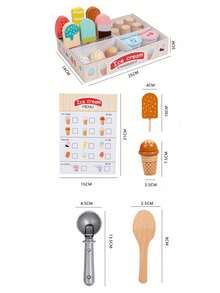 Kids Wooden Kitchen Toy, Realistic Food, Afternoon Tea, Desserts, Cake, Ice Cream - Multicolor - View 13