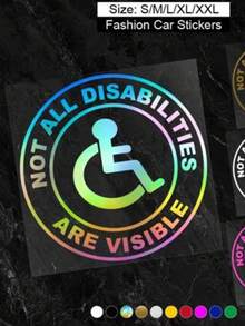 Not All Disabilities Are Visible Car Decal, Vinyl Car Sticker For Door, Rear Window, Bumper, Waterproof And Sunproof, No Residue - Multicolor - View 12