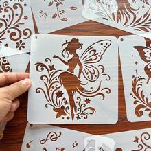 16pcs Hollow Angel Fairy Stencils, Decorative Painting Template For Scrapbooking, Wall Art, Spray Painting, DIY Craft, Reusable & Washable PET Plastic Material - White - View 4
