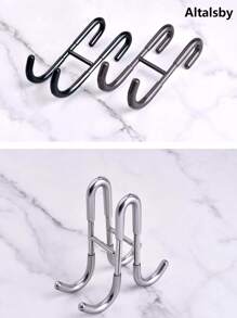 1pc Stainless Steel Towel Hook, Punch Free Bathroom Partition Hook, Heavy Duty Hook Rack For Robe, Towel, Over The Door Hook For Bathroom, Kitchen Multi-Scale Use, Bathroom Accessories - Multicolor - View 2