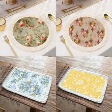 1/4/6 pièces Nappes de table en lin à franges, sets de table imprimés lavables, tapis de protection de surface, nappes de table d'intérieur et d'extérieur, convient pour les fêtes, la décoration de cuisine