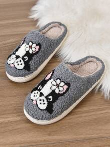 Men's Cartoon Couple Warm Slippers, Women's Indoor Spring Autumn Winter, Home Anti-Slip Thick-Sole Plush Fleece Winter Slippers