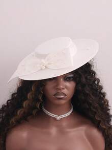 法国女士教堂帽，适合舞会、宴会、茶会，装饰蝴蝶结帽子，婚纱摄影，复古风格帽子，优雅礼服帽 - 1200 - 查看 3