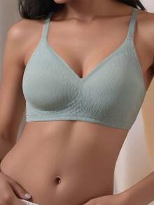 2pcs Seamless Underwire Bra Set, Vertically Striped High-End Feeling Lift And Support Lift Bra, Reduces Side Bulge And Underboob - Multicolor - View 4