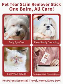 GJYC PET Bálsamo para eliminar manchas de lágrimas para perros & gatos – Limpiador de ojos hipoalergénico, elimina secreciones, costras & suciedad, fórmula suave para ojos sensibles y arrugas faciales – 0.7 Oz - Blanco - Ver 7